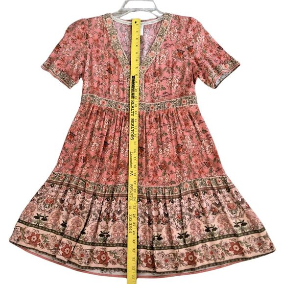 Knox Rose Baby Doll Mini Dress Womens Size S Gauze Tiered Floral Garden Girl - Picture 11 of 12